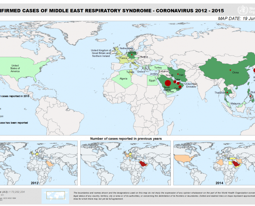 MERS-CoV Outbreak 2012-2015, image by World Health Organization