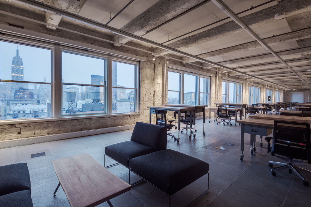 open office with height adjustable desks