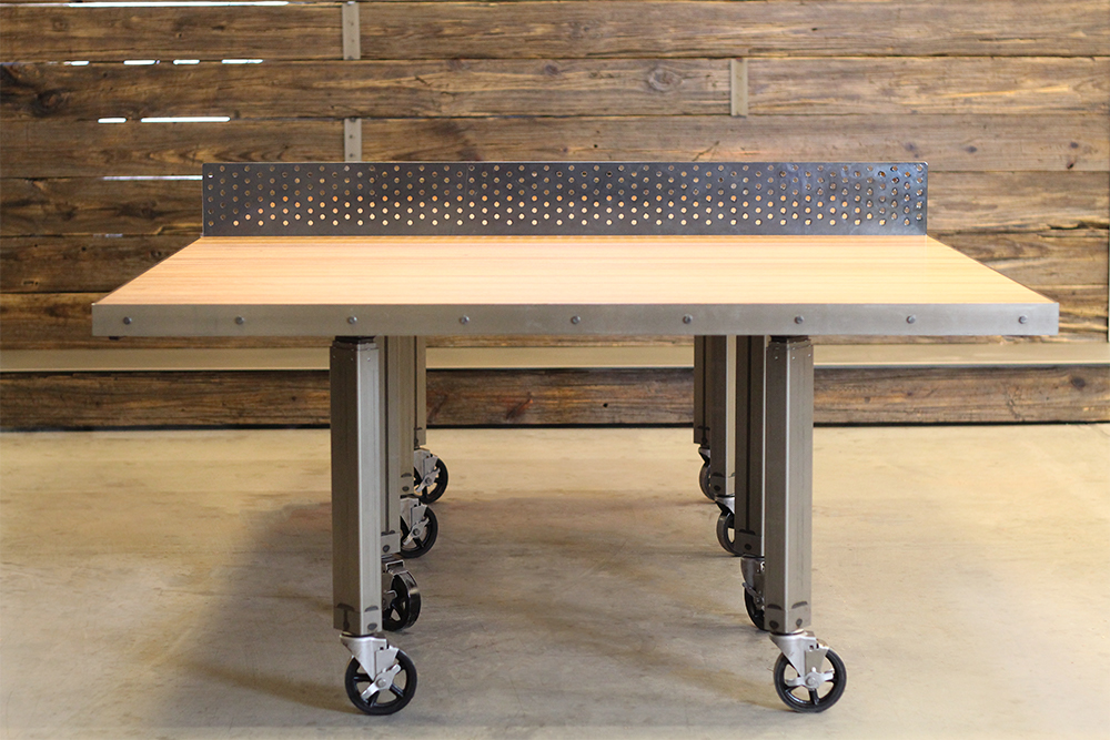 Custom height-adjustable ping pong conference table