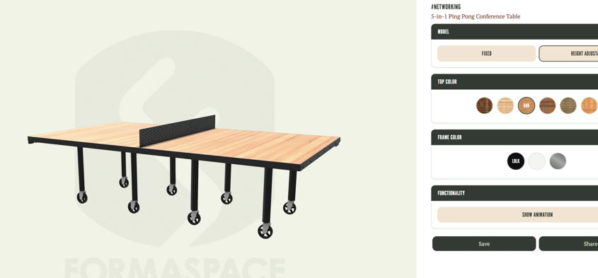 office ping pong table 3d configurator