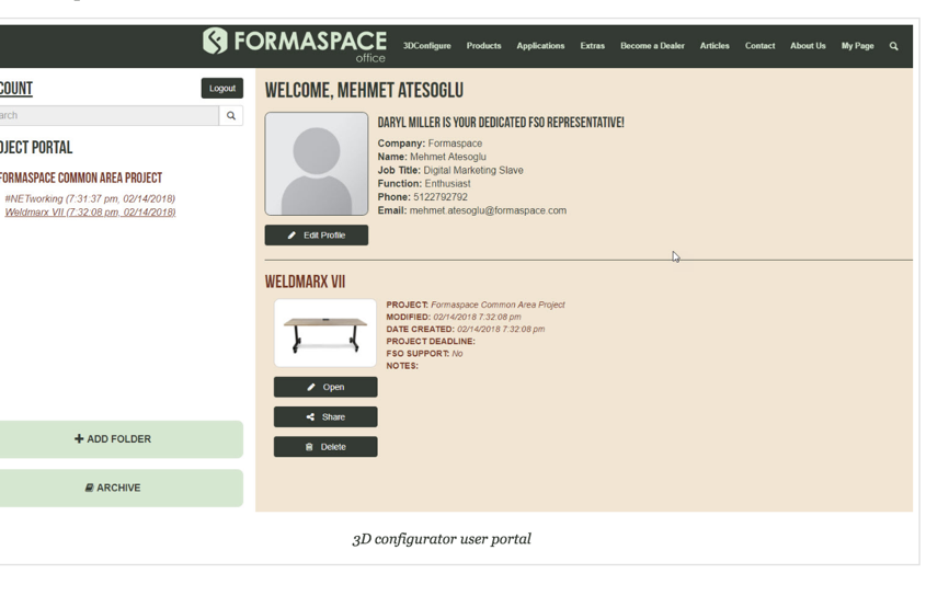 3D configurator user portal