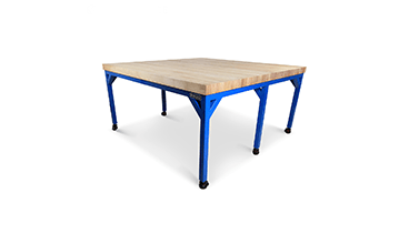 six leg blue frame heavy duty workbench