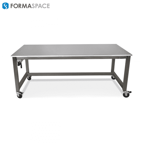 stainless steel laboratory workbench on wheels