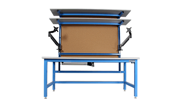 cleanroom laboratory mobile workbench with overhead lights