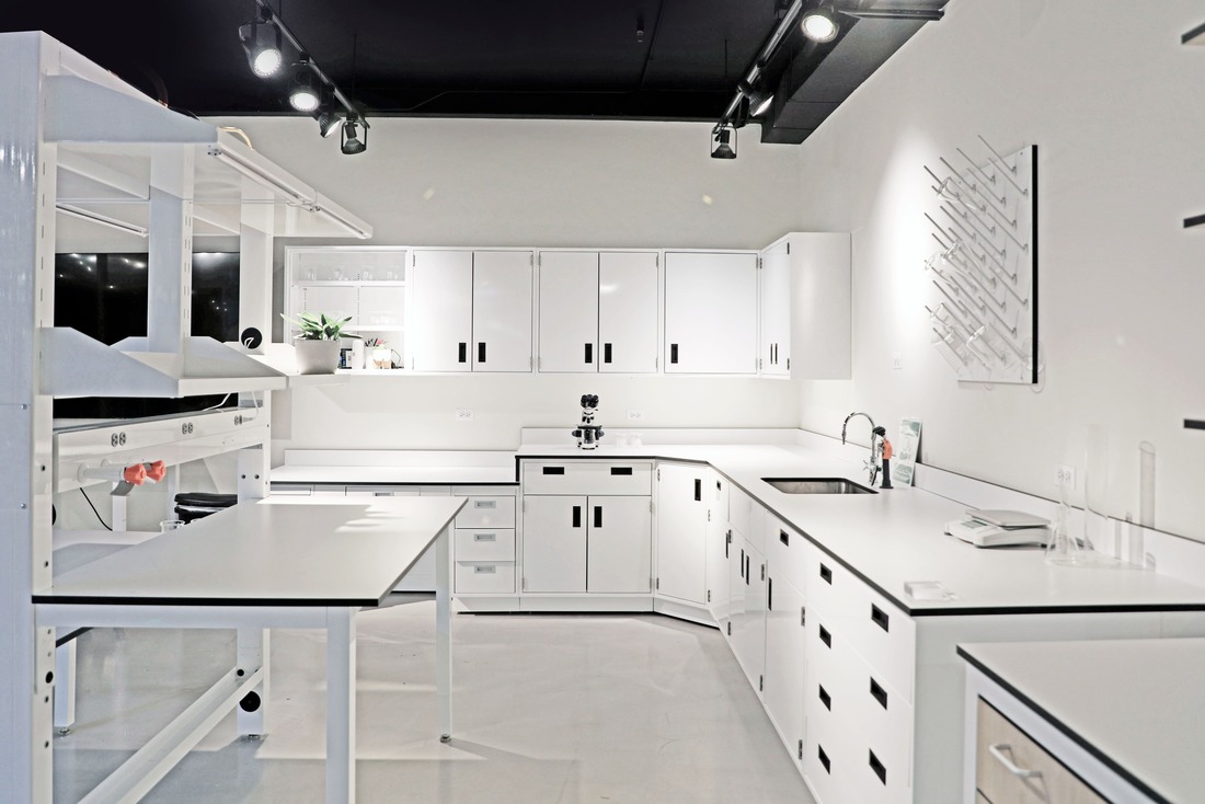 laboratory room with white furniture