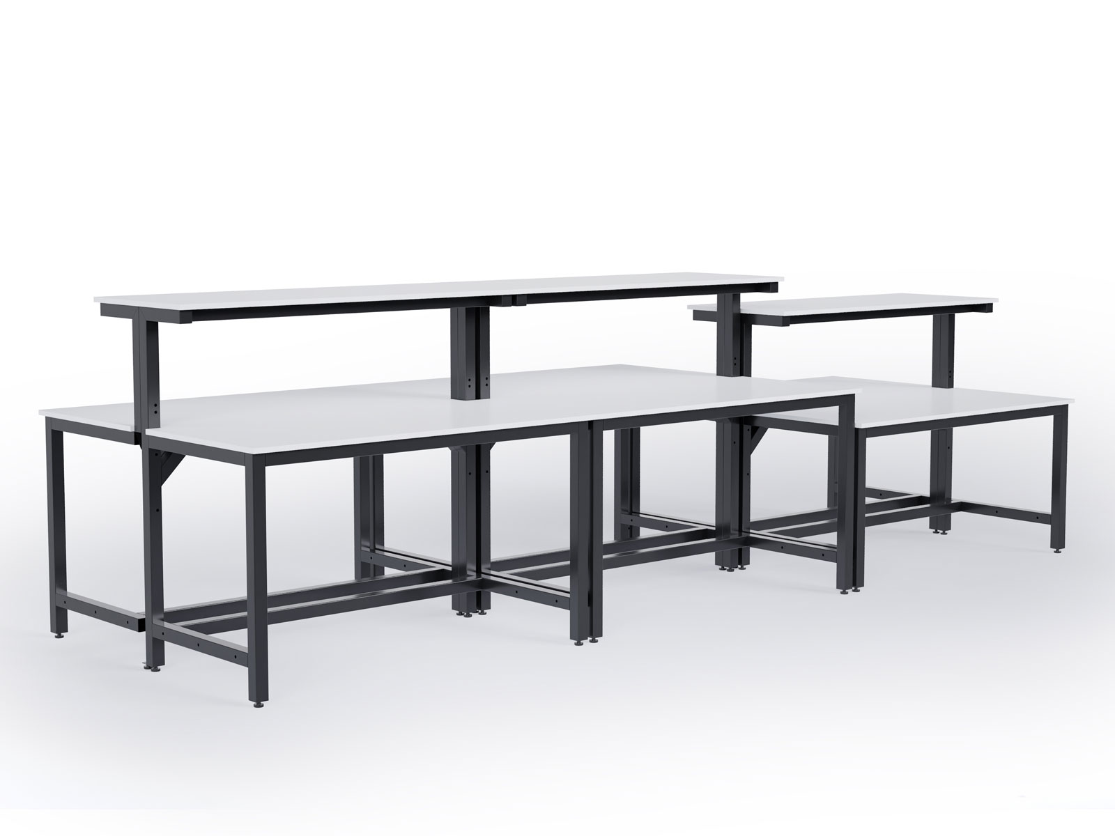 Bench Plus with phenolic worksurface and black texture finish for wet lab