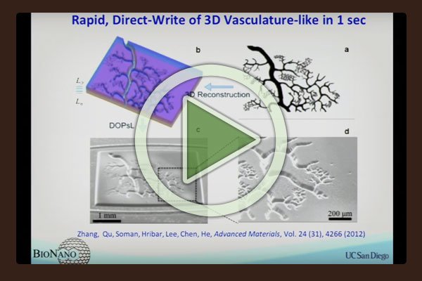 Shaochen Chen of UC San Diego's Jacobs School of Engineering gives an in-depth presentation on how to engineer micro environments that support 3D printing of biological cells to create scaffolds and living organs.