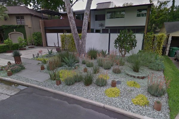 The house as it appears today. The sustainable features include the lawn. Architect Karen Lantz is now consulting in sustainable landscape architecture as well.